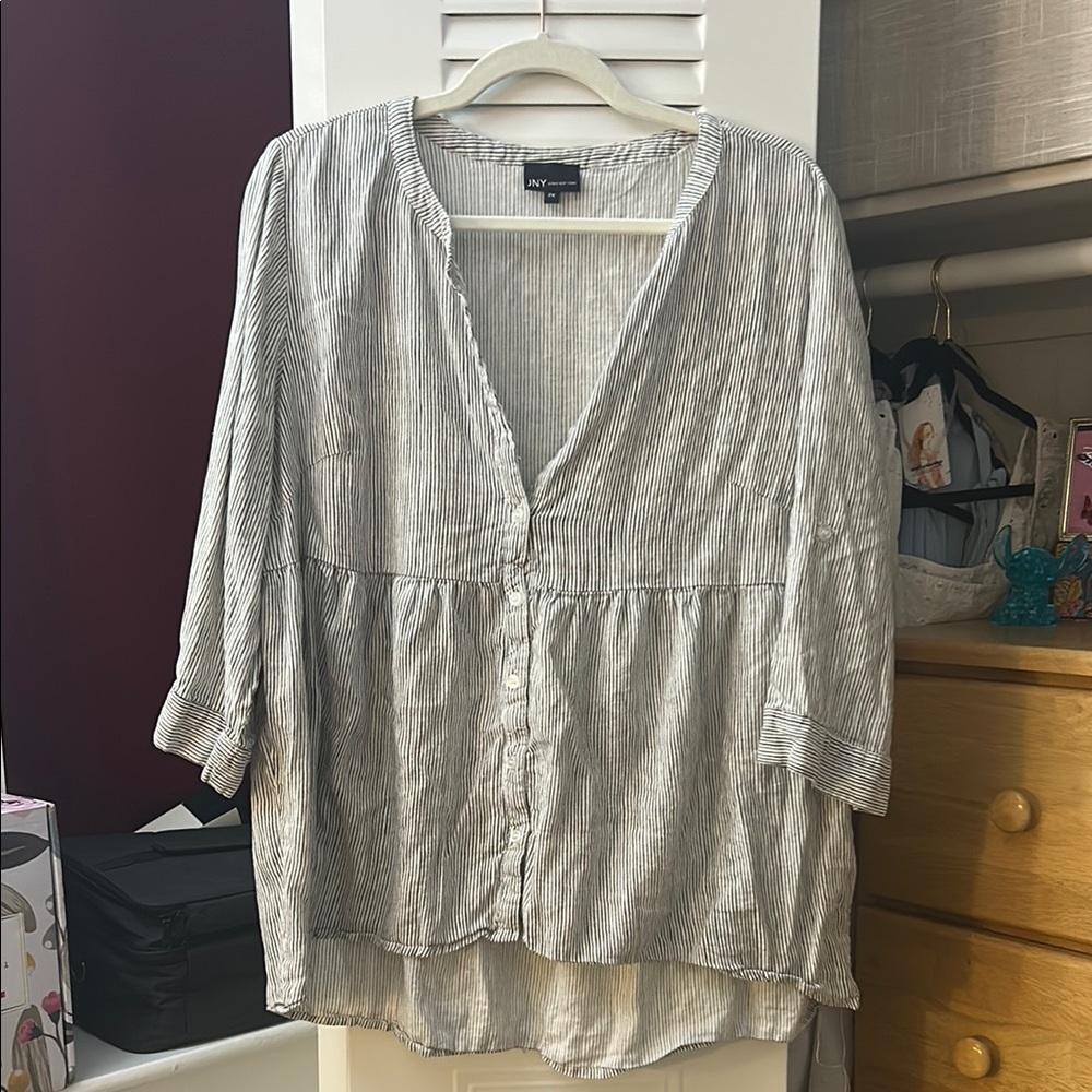Gray Striped Women's Top